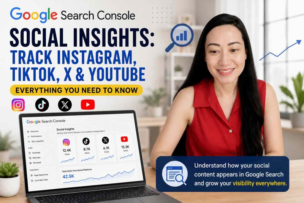 Google Search Console Social Insights by Trisha Sebastian The SEO Content Queen Track Instagram Tiktok X and Youtube